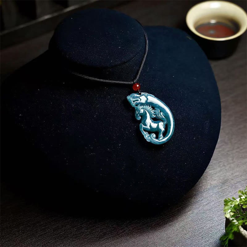 Year Of The Horse Dragon Jade Luck Necklace Pendants