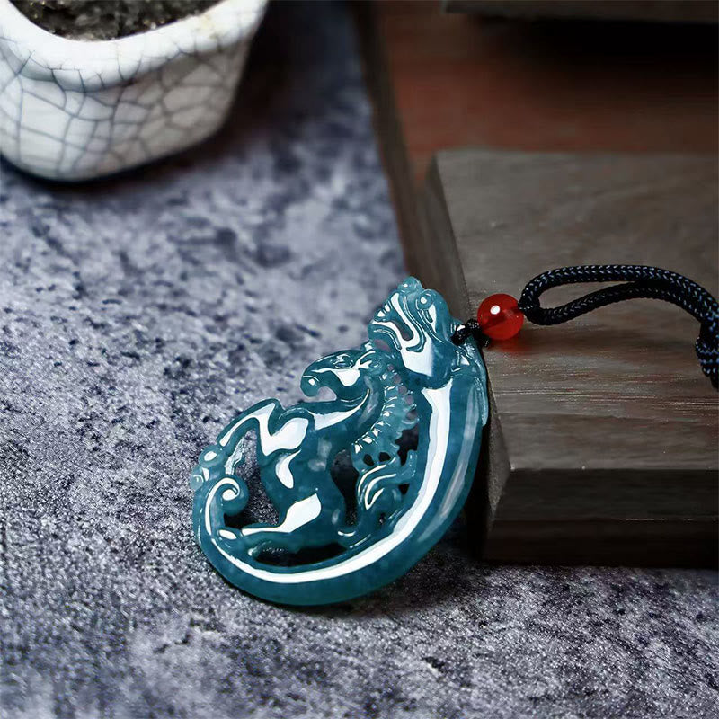 Year Of The Horse Dragon Jade Luck Necklace Pendants