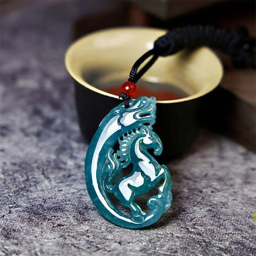 Year Of The Horse Dragon Jade Luck Necklace Pendants