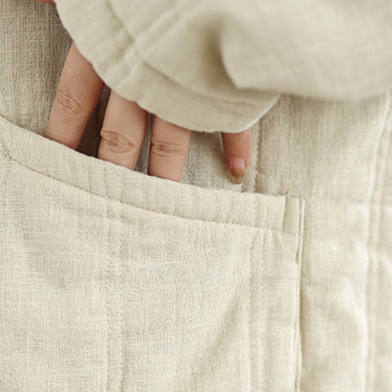 Winter Solid Long Sleeve Cotton Women's Thermal Jacket With Pockets