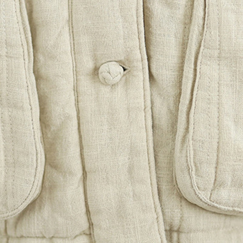 Winter Solid Long Sleeve Cotton Women's Thermal Jacket With Pockets