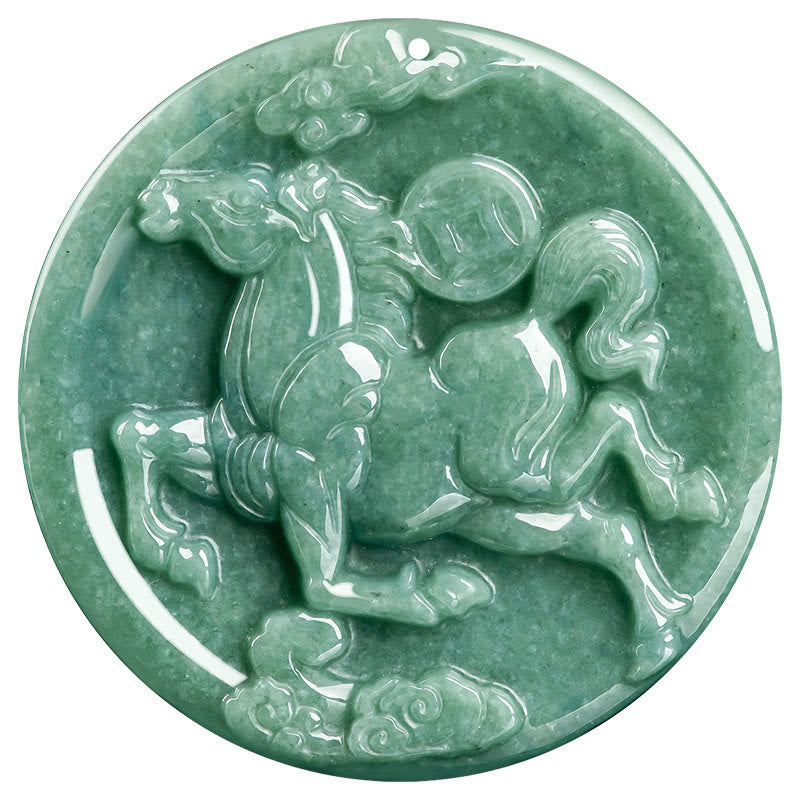Natural Hand-Carved Jade Horse Symbolic Pendant Necklace