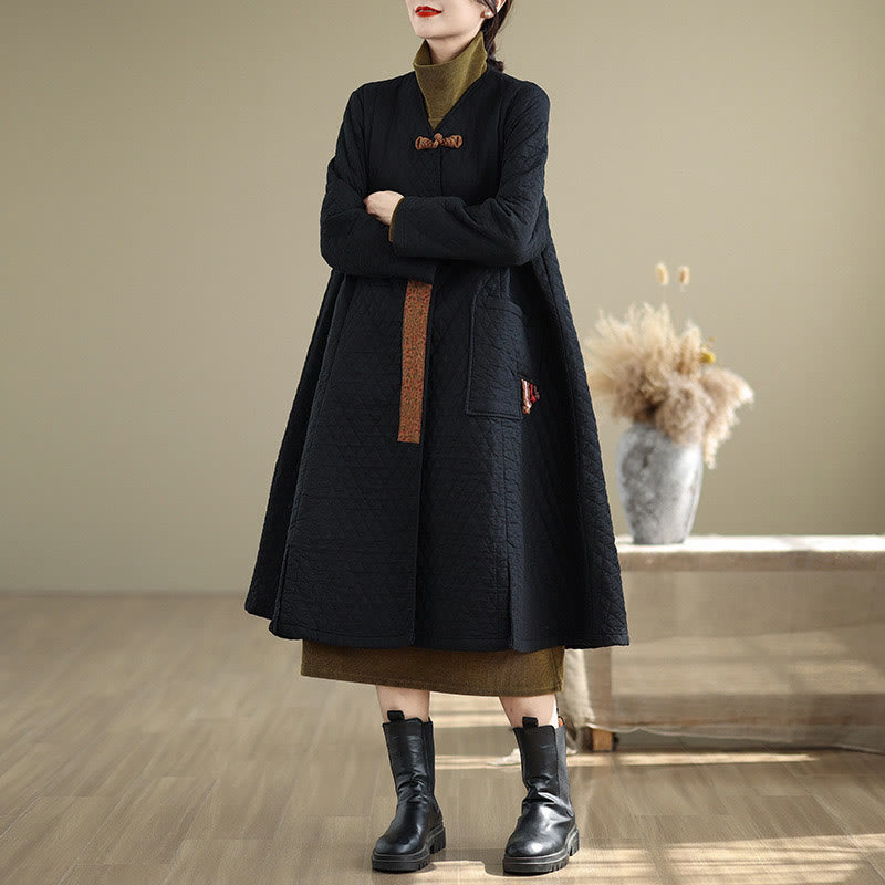Cotton Diamond Pattern Mid-Length Mindful Layering Coat