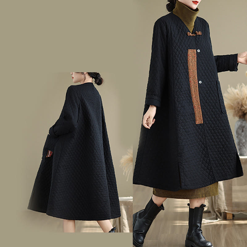 Cotton Diamond Pattern Mid-Length Mindful Layering Coat