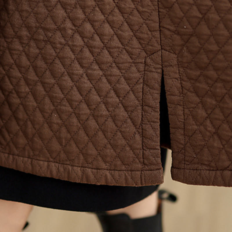 Cotton Diamond Pattern Mid-Length Mindful Layering Coat