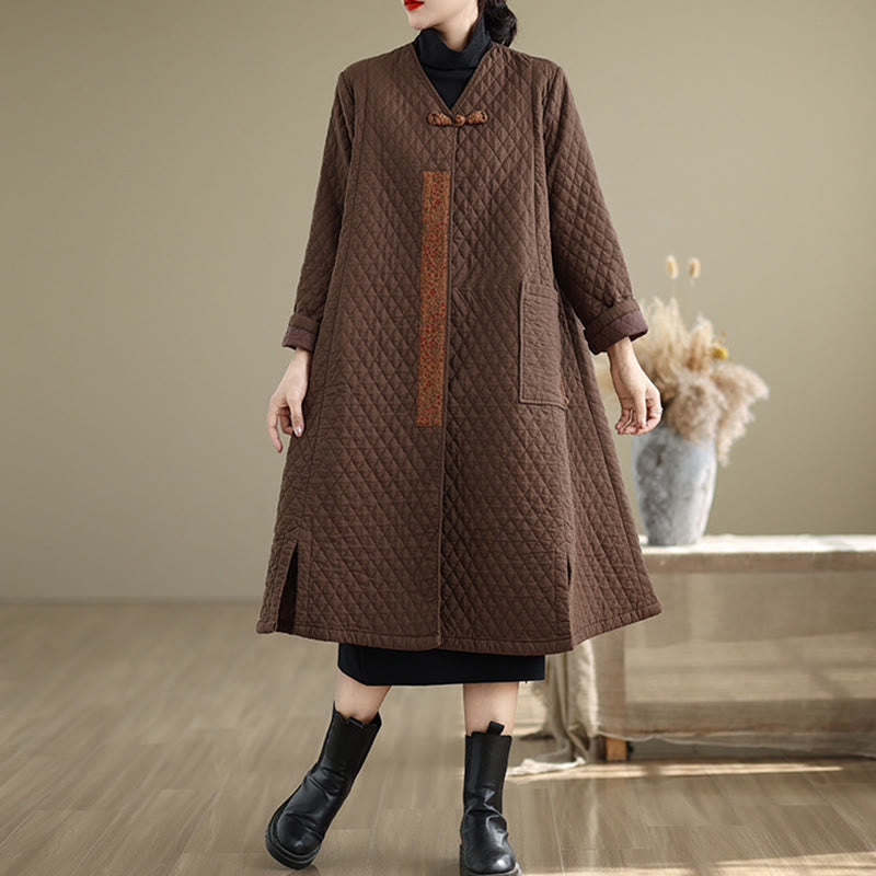 Cotton Diamond Pattern Mid-Length Mindful Layering Coat