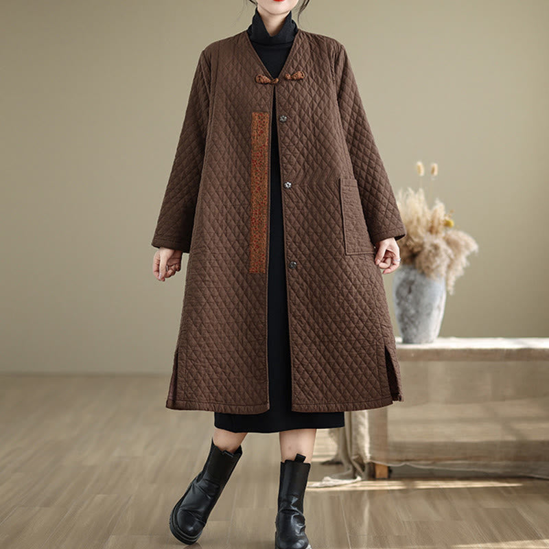 Cotton Diamond Pattern Mid-Length Mindful Layering Coat