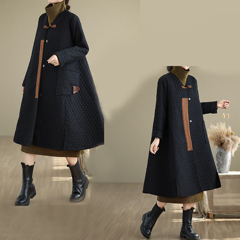 Cotton Diamond Pattern Mid-Length Mindful Layering Coat