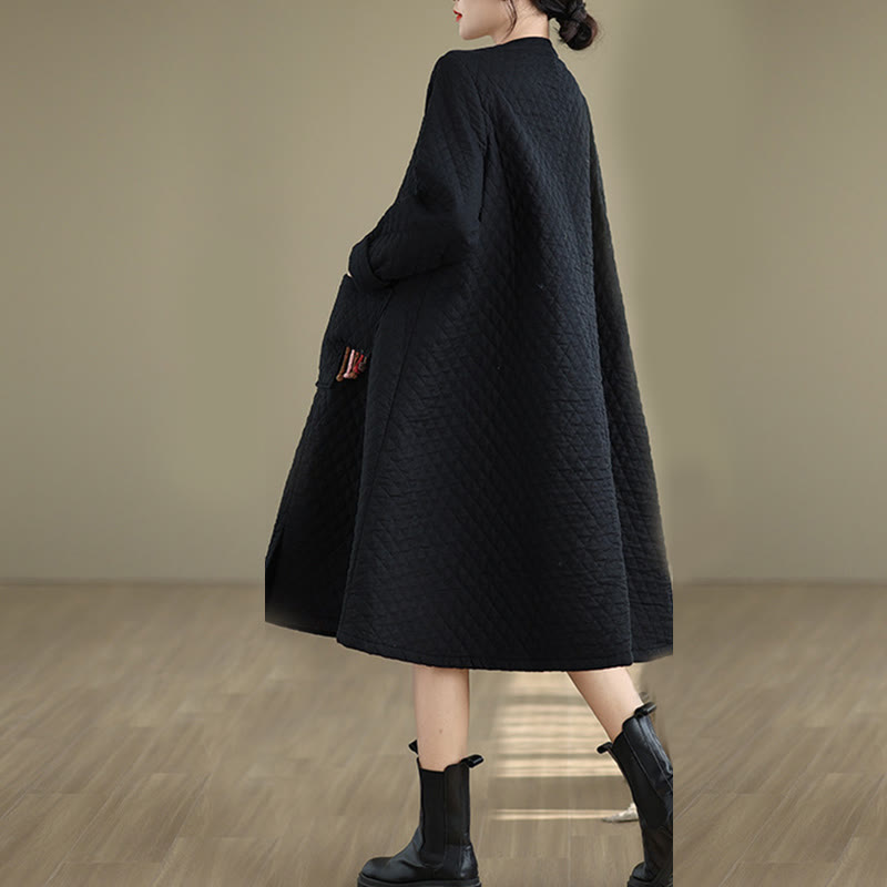 Cotton Diamond Pattern Mid-Length Mindful Layering Coat