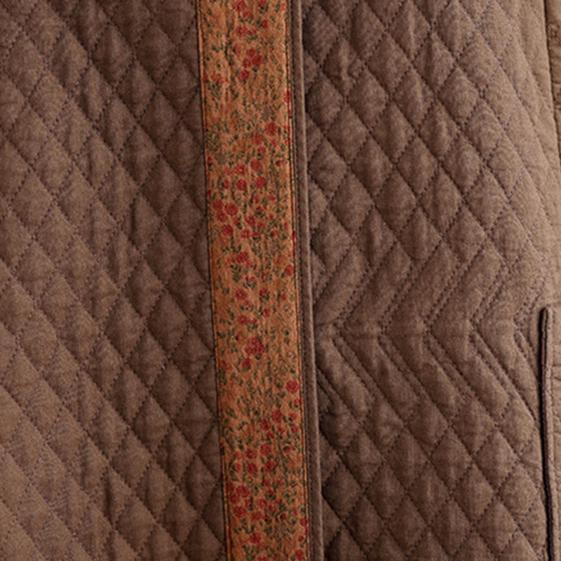 Cotton Diamond Pattern Mid-Length Mindful Layering Coat