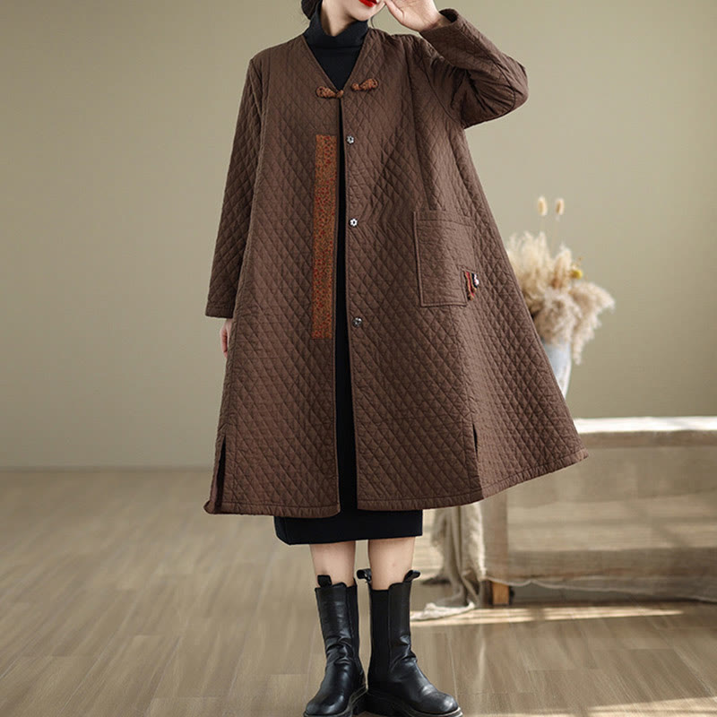 Cotton Diamond Pattern Mid-Length Mindful Layering Coat