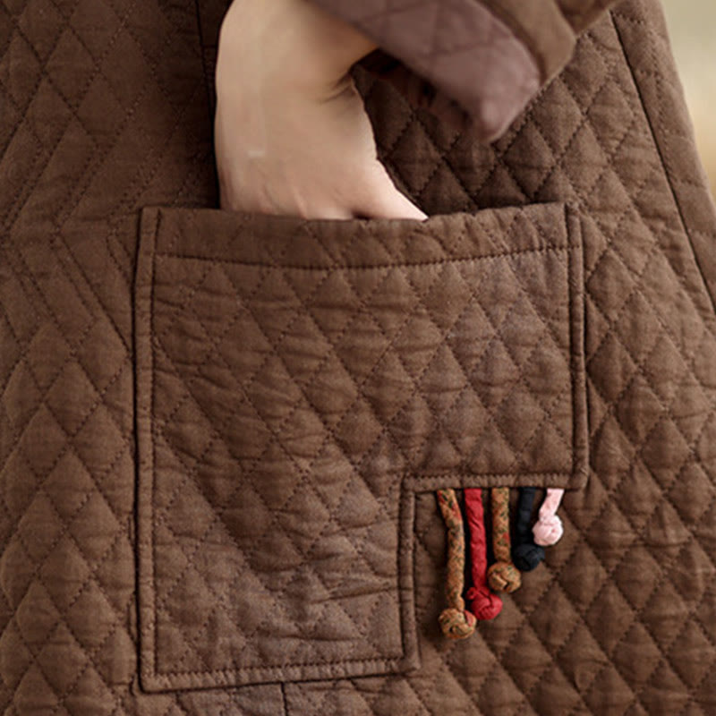 Cotton Diamond Pattern Mid-Length Mindful Layering Coat