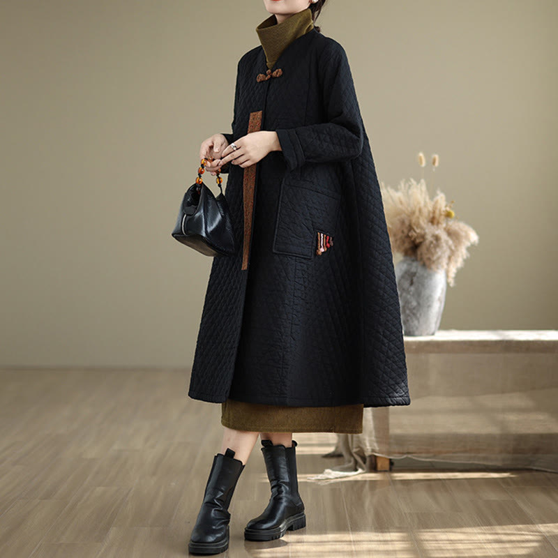 Cotton Diamond Pattern Mid-Length Mindful Layering Coat