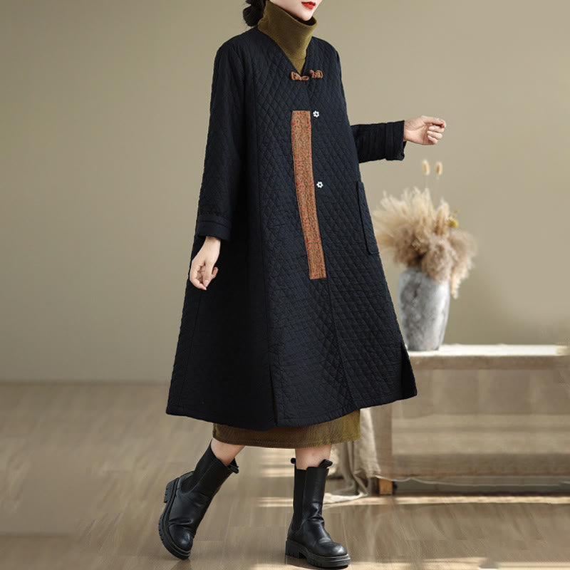 Cotton Diamond Pattern Mid-Length Mindful Layering Coat
