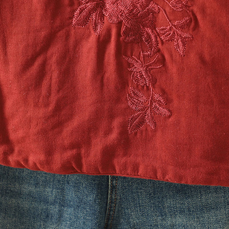 Winter Solid Flower Long Sleeve Cotton Women's Thermal Jacket