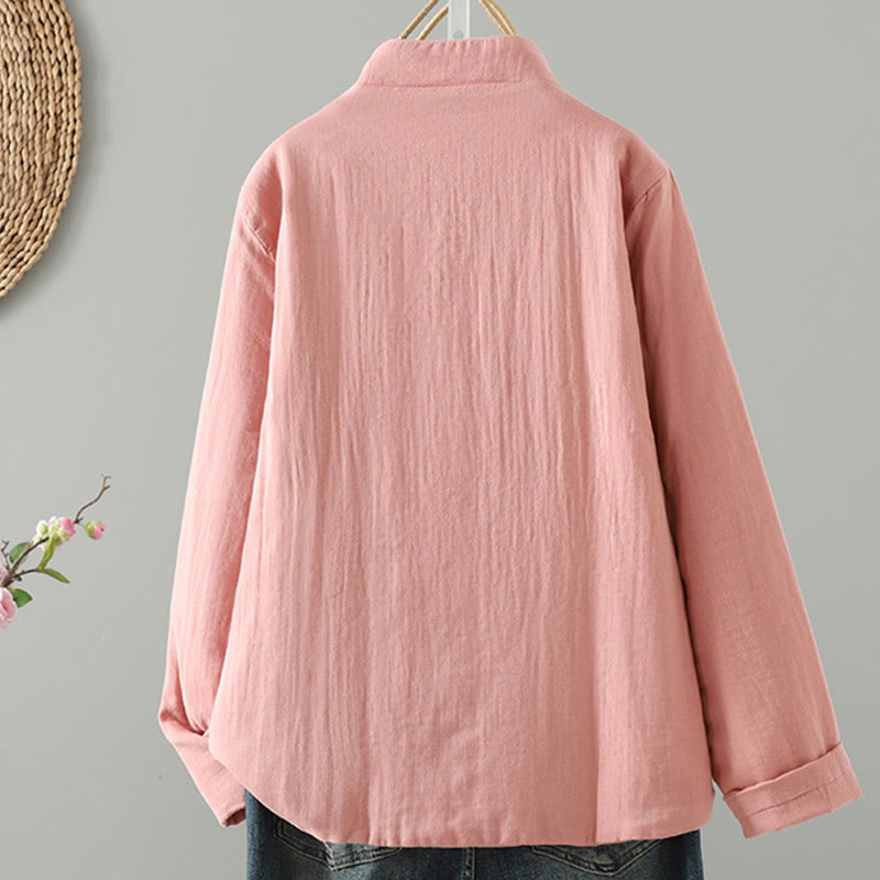 Winter Solid Flower Long Sleeve Cotton Women's Thermal Jacket