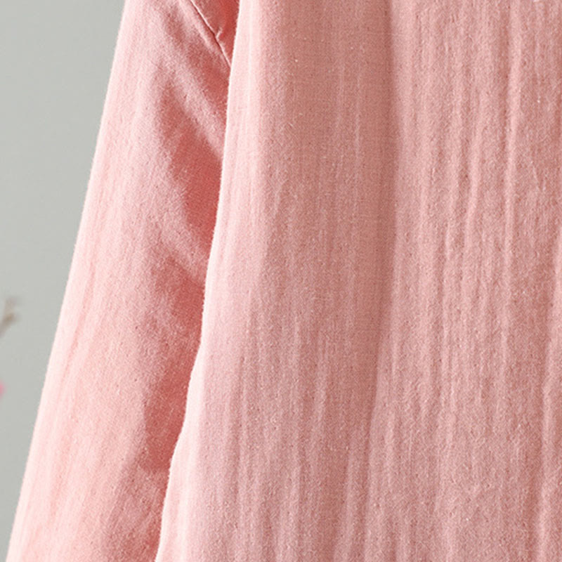 Winter Solid Flower Long Sleeve Cotton Women's Thermal Jacket