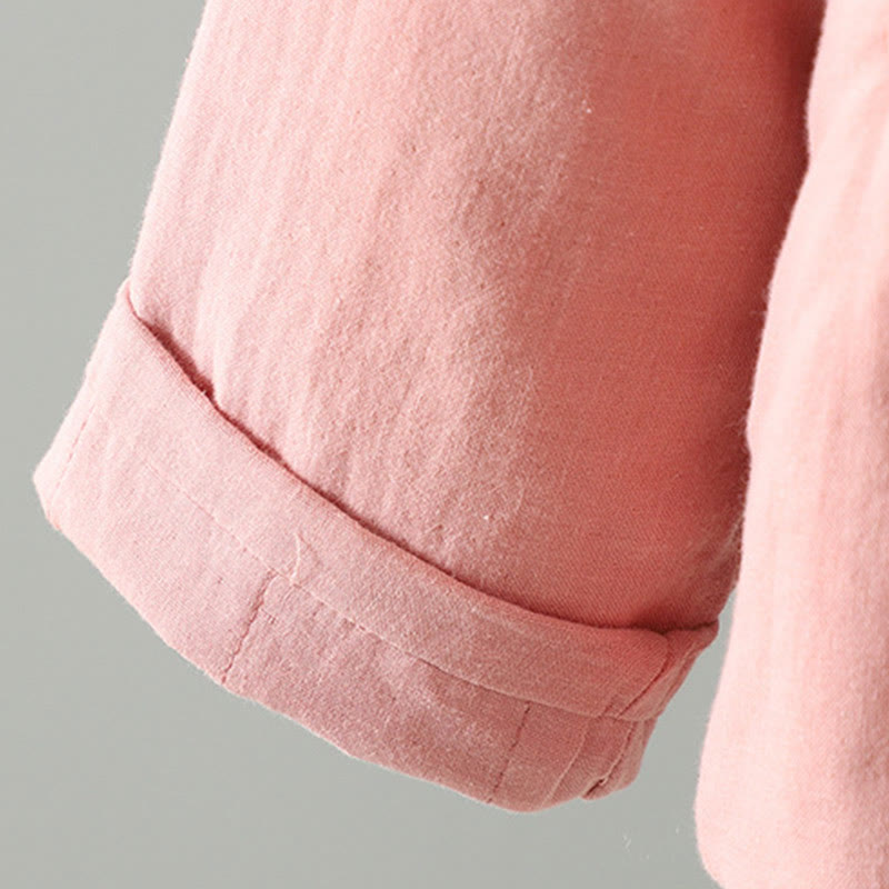 Winter Solid Flower Long Sleeve Cotton Women's Thermal Jacket