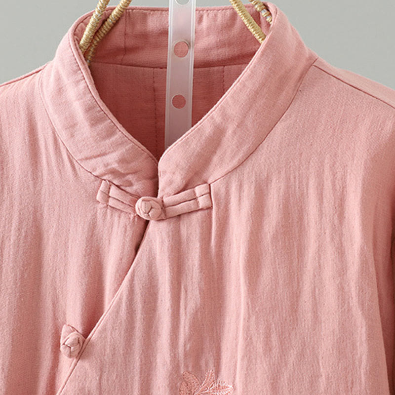 Winter Solid Flower Long Sleeve Cotton Women's Thermal Jacket