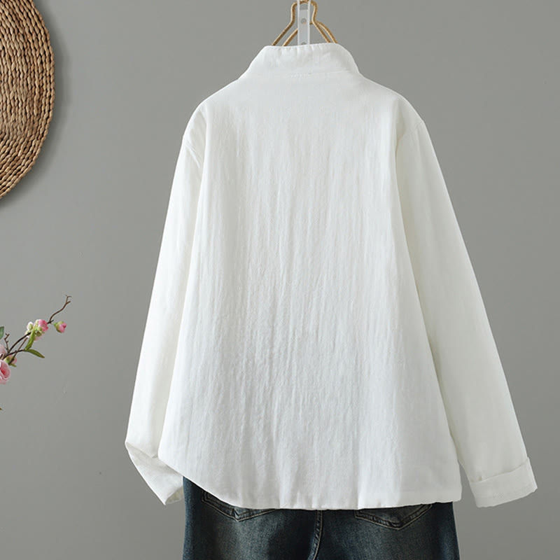 Winter Solid Flower Long Sleeve Cotton Women's Thermal Jacket