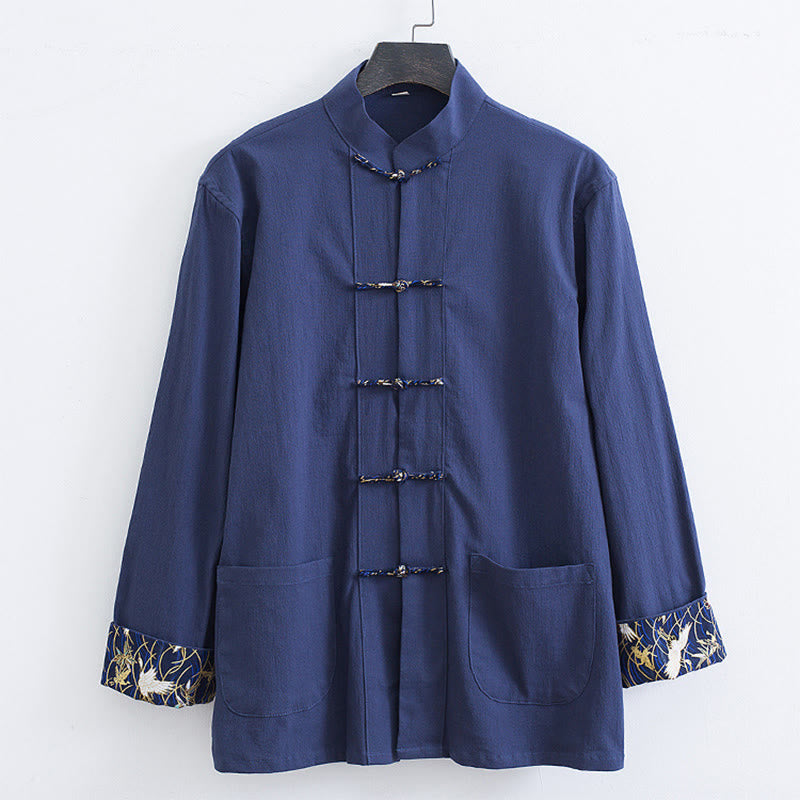 Men's Lightweight Cotton Linen Stand-Collar Meditation Jacket