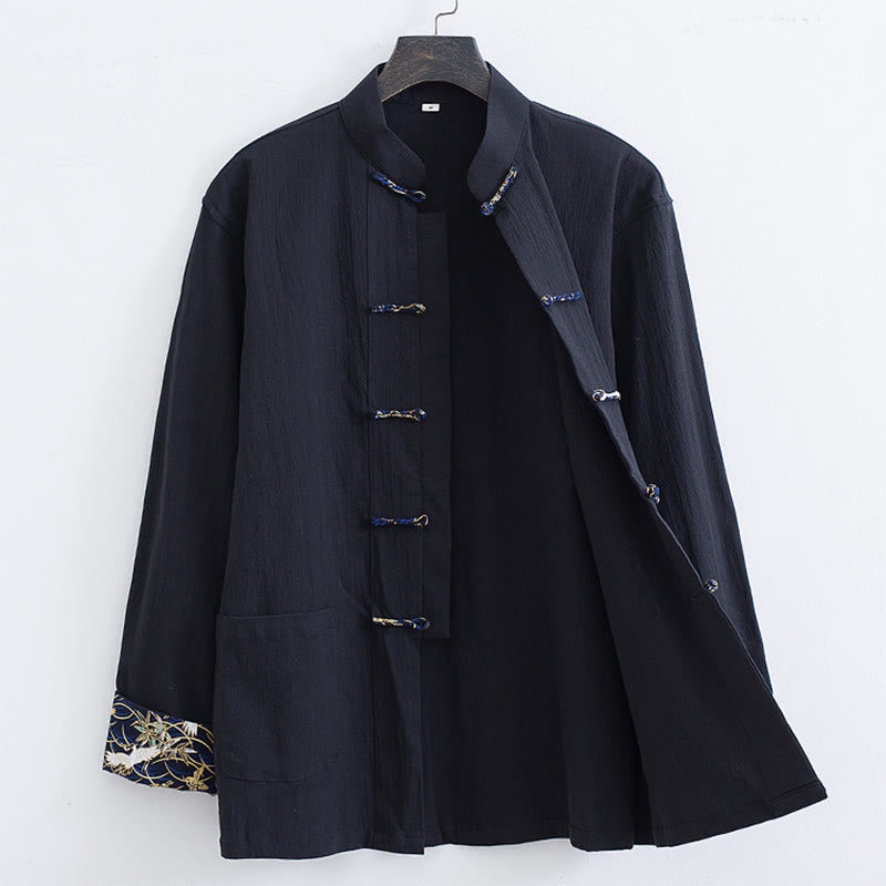 Men's Lightweight Cotton Linen Stand-Collar Meditation Jacket