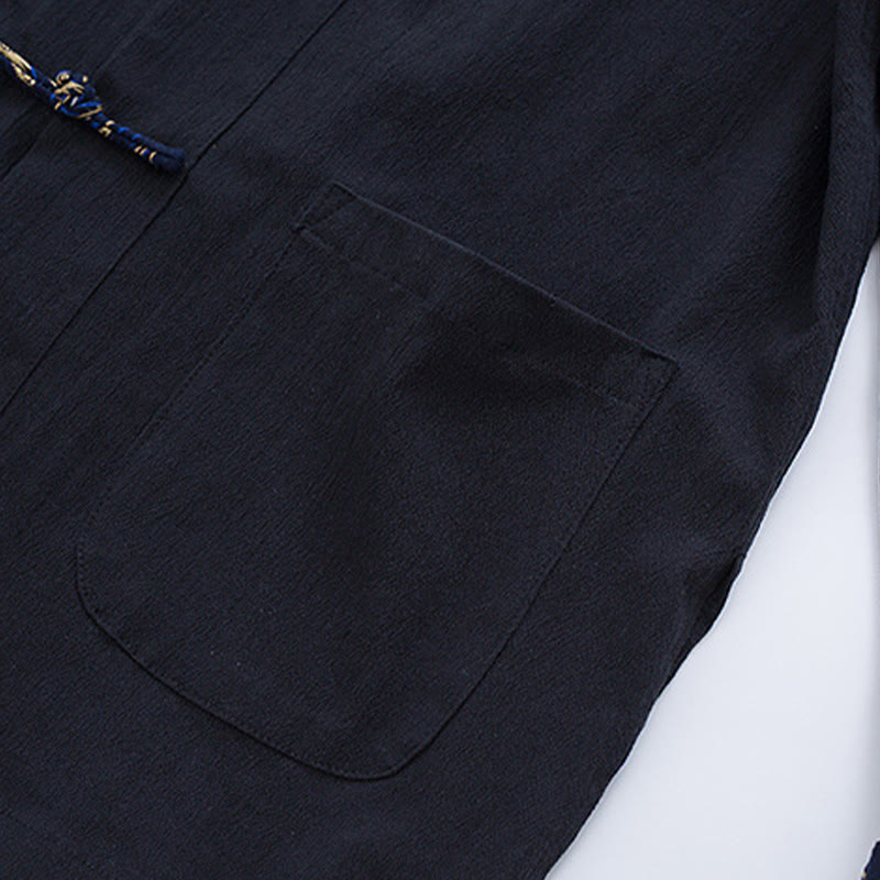 Men's Lightweight Cotton Linen Stand-Collar Meditation Jacket