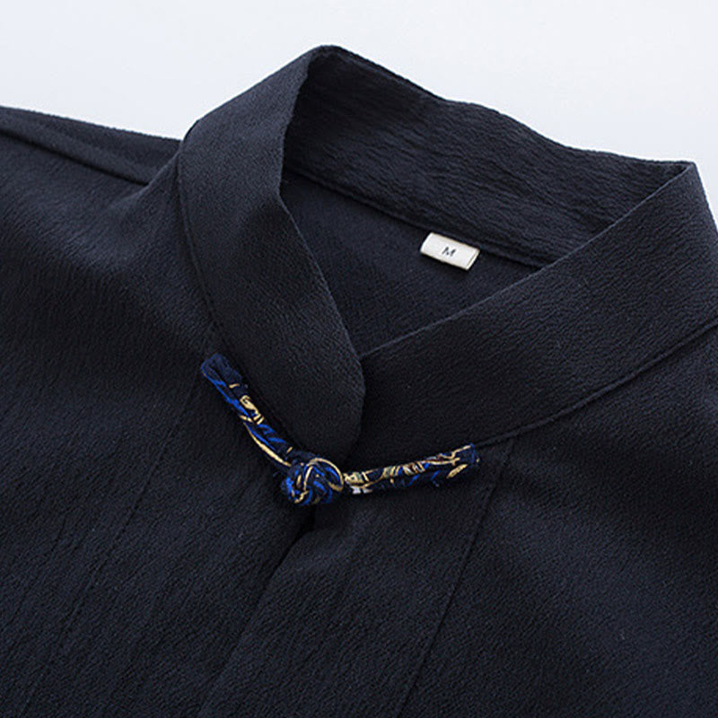 Men's Lightweight Cotton Linen Stand-Collar Meditation Jacket
