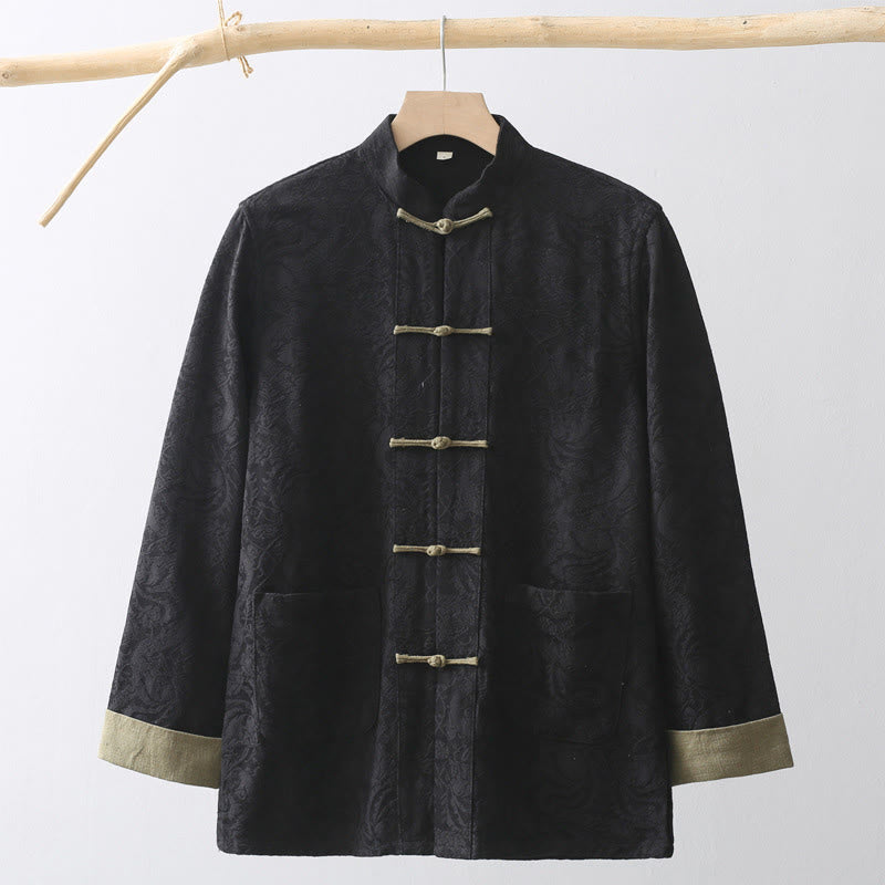 Cotton Jacquard Frog-Button Mindful Meditation Jacket