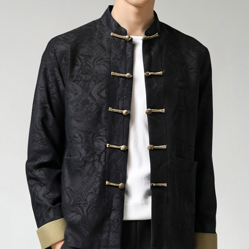 Cotton Jacquard Frog-Button Mindful Meditation Jacket