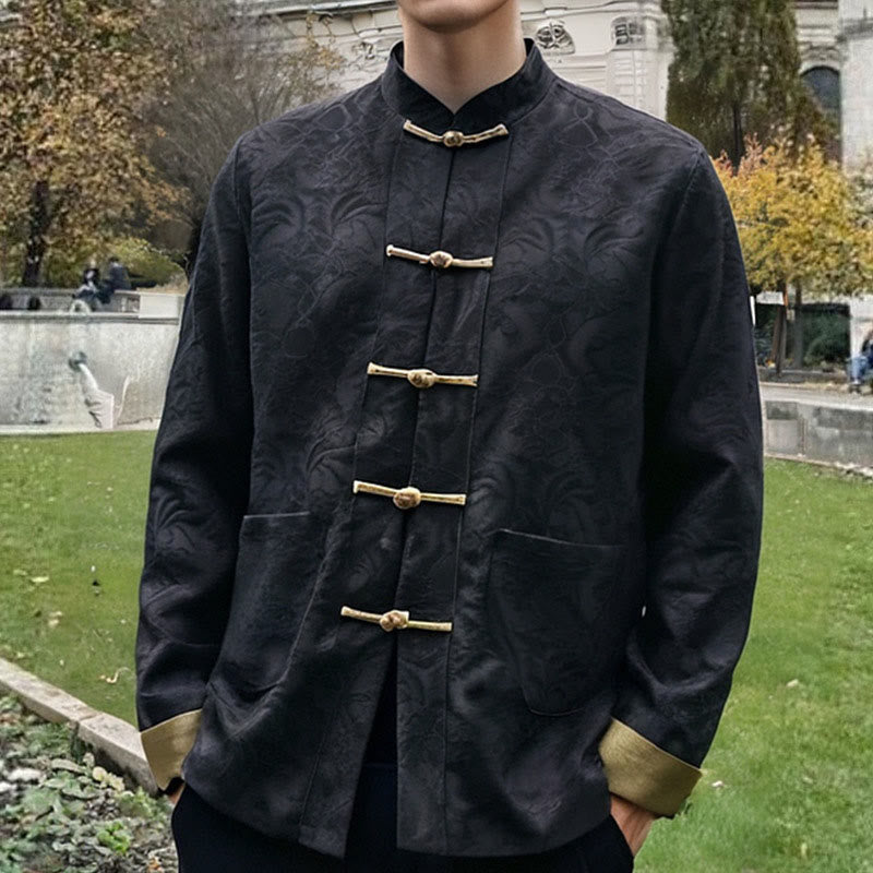Cotton Jacquard Frog-Button Mindful Meditation Jacket