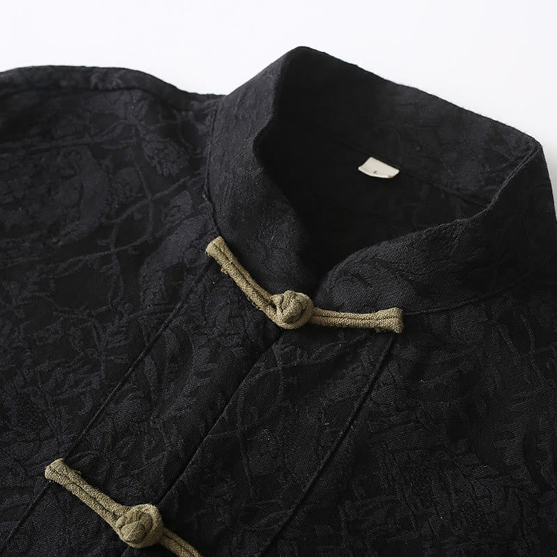 Cotton Jacquard Frog-Button Mindful Meditation Jacket