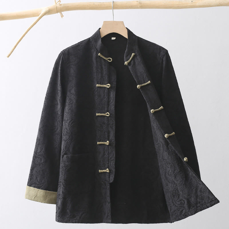 Cotton Jacquard Frog-Button Mindful Meditation Jacket