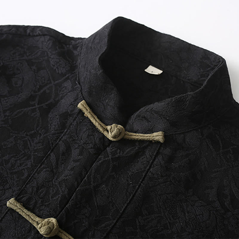 Cotton Jacquard Frog-Button Mindful Meditation Jacket