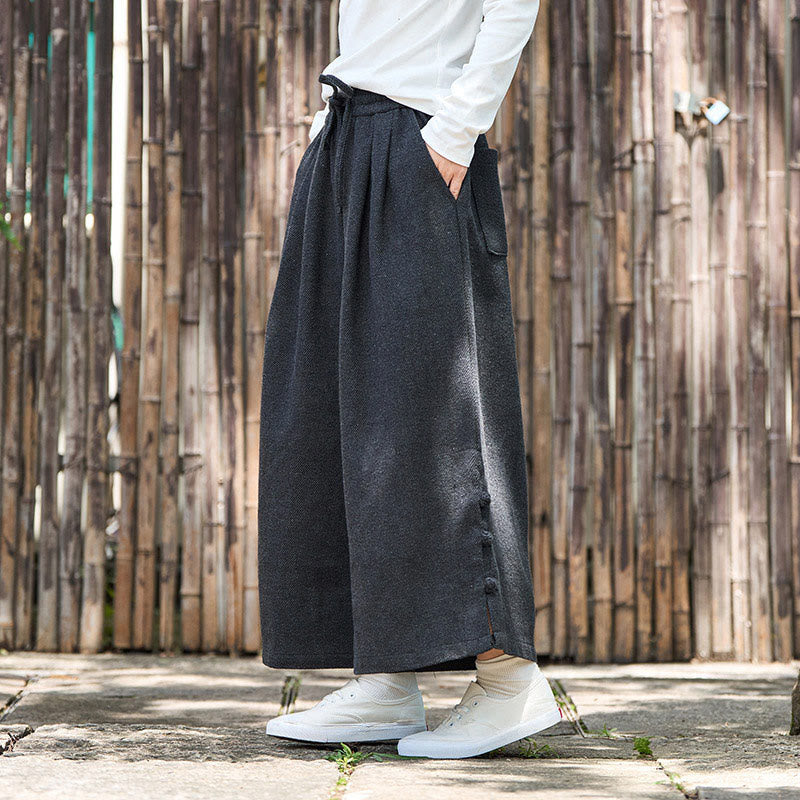 Men's Structured Corduroy Wide-Leg Meditation Pants