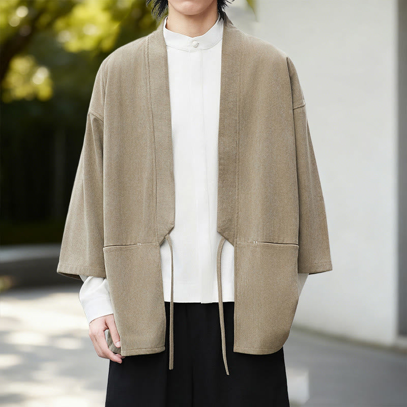 Tactile Cotton Linen Open Front Mindful Kimono Jacket