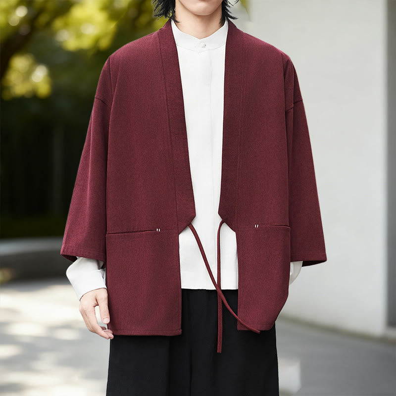 Tactile Cotton Linen Open Front Mindful Kimono Jacket