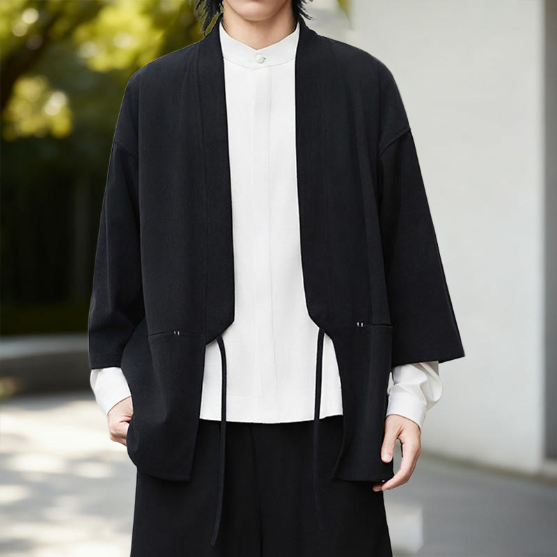 Tactile Cotton Linen Open Front Mindful Kimono Jacket