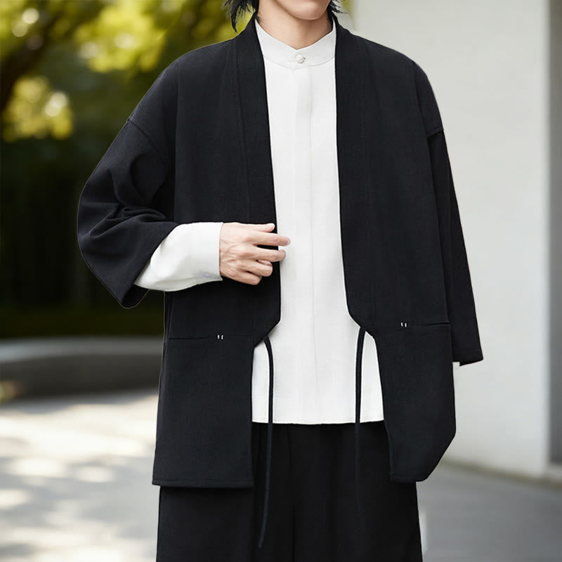 Tactile Cotton Linen Open Front Mindful Kimono Jacket