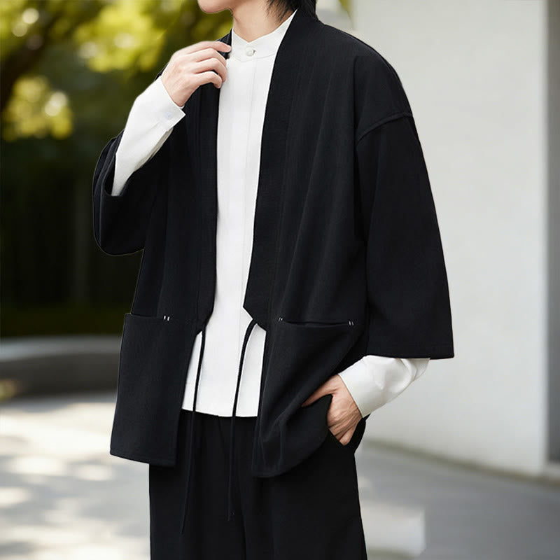 Tactile Cotton Linen Open Front Mindful Kimono Jacket