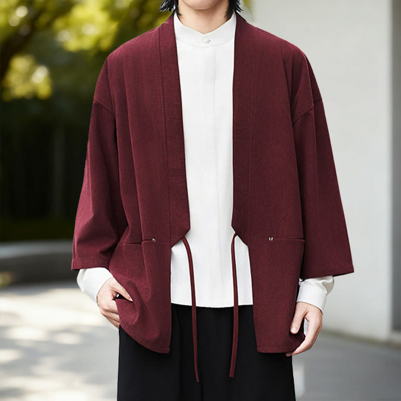 Tactile Cotton Linen Open Front Mindful Kimono Jacket