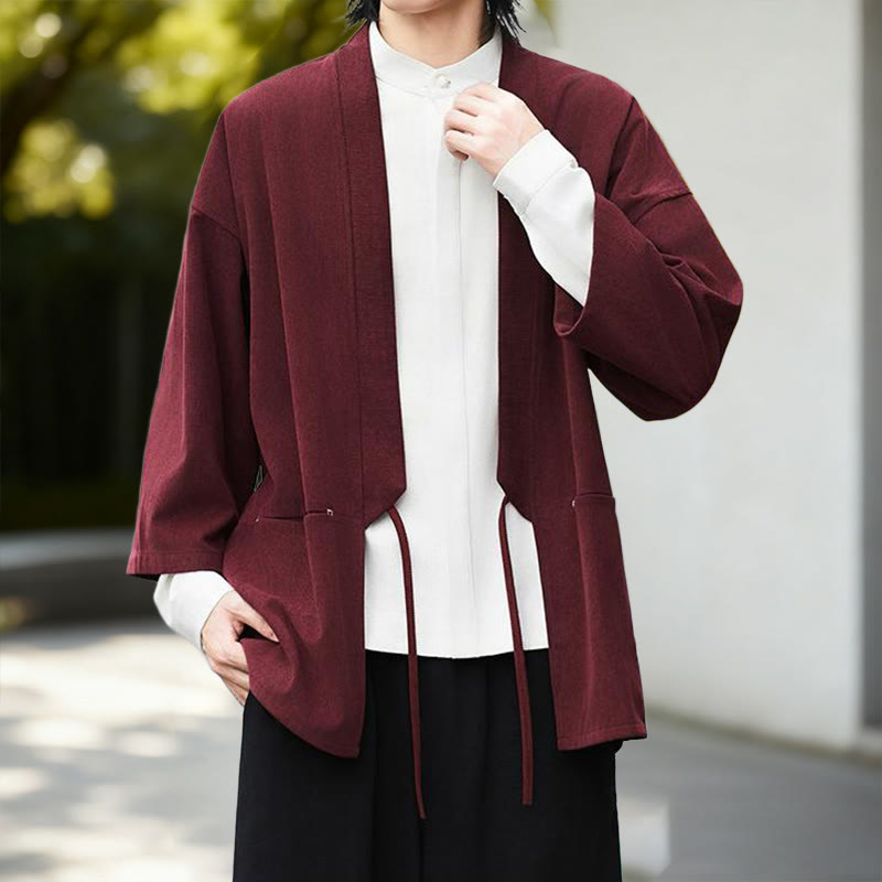 Tactile Cotton Linen Open Front Mindful Kimono Jacket
