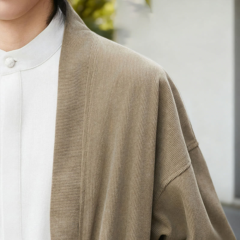 Tactile Cotton Linen Open Front Mindful Kimono Jacket