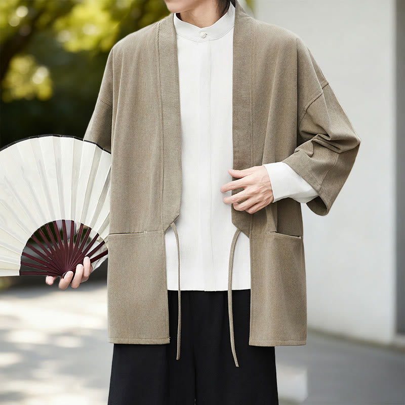 Tactile Cotton Linen Open Front Mindful Kimono Jacket