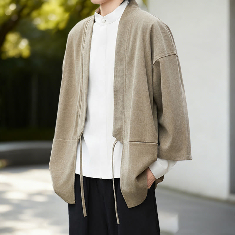 Tactile Cotton Linen Open Front Mindful Kimono Jacket