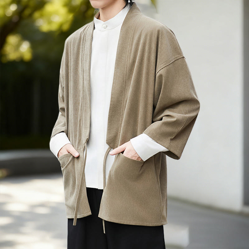 Tactile Cotton Linen Open Front Mindful Kimono Jacket