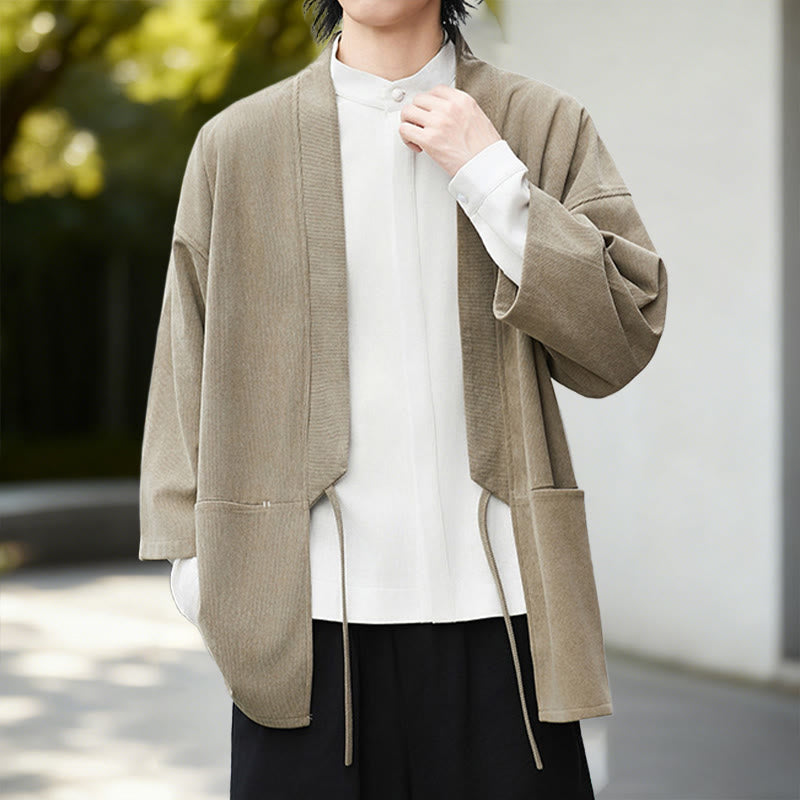 Tactile Cotton Linen Open Front Mindful Kimono Jacket