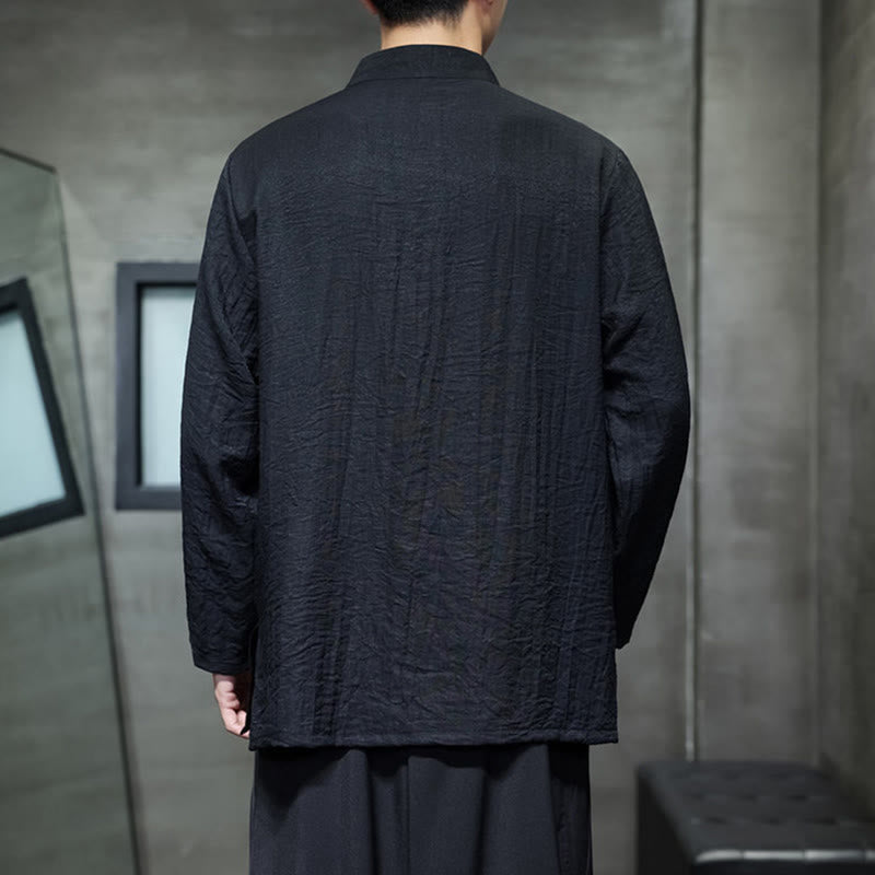 Men's Cotton Linen Stand Collar Long Sleeve Meditation Shirt