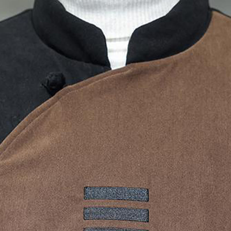 Winter Yin Yang Tai Chi Corduroy Long Sleeve Men's Jacket With Pockets