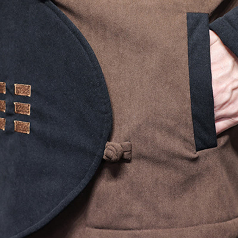 Winter Yin Yang Tai Chi Corduroy Long Sleeve Men's Jacket With Pockets